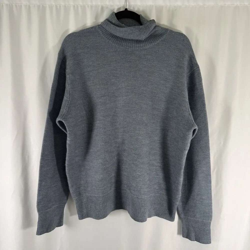 Banana Republic 100% Merino Wool Sweater Women's XL Grey Turtleneck Pullover